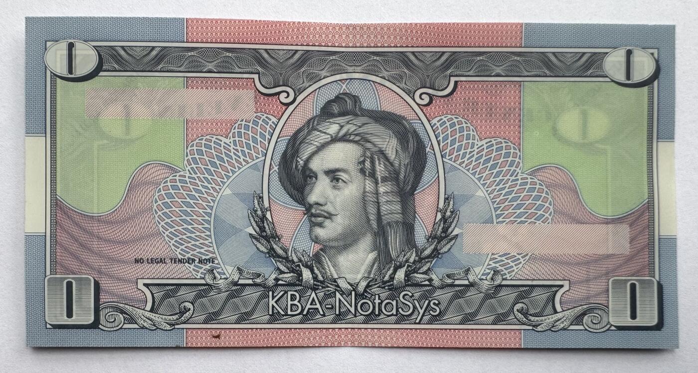 2026第4场（总第231期）：精品测试钞、外钞综合场  塑料/KBA-NotaSys “拜伦勋爵”早期0面值Guardian基材塑料测试钞（有中折）