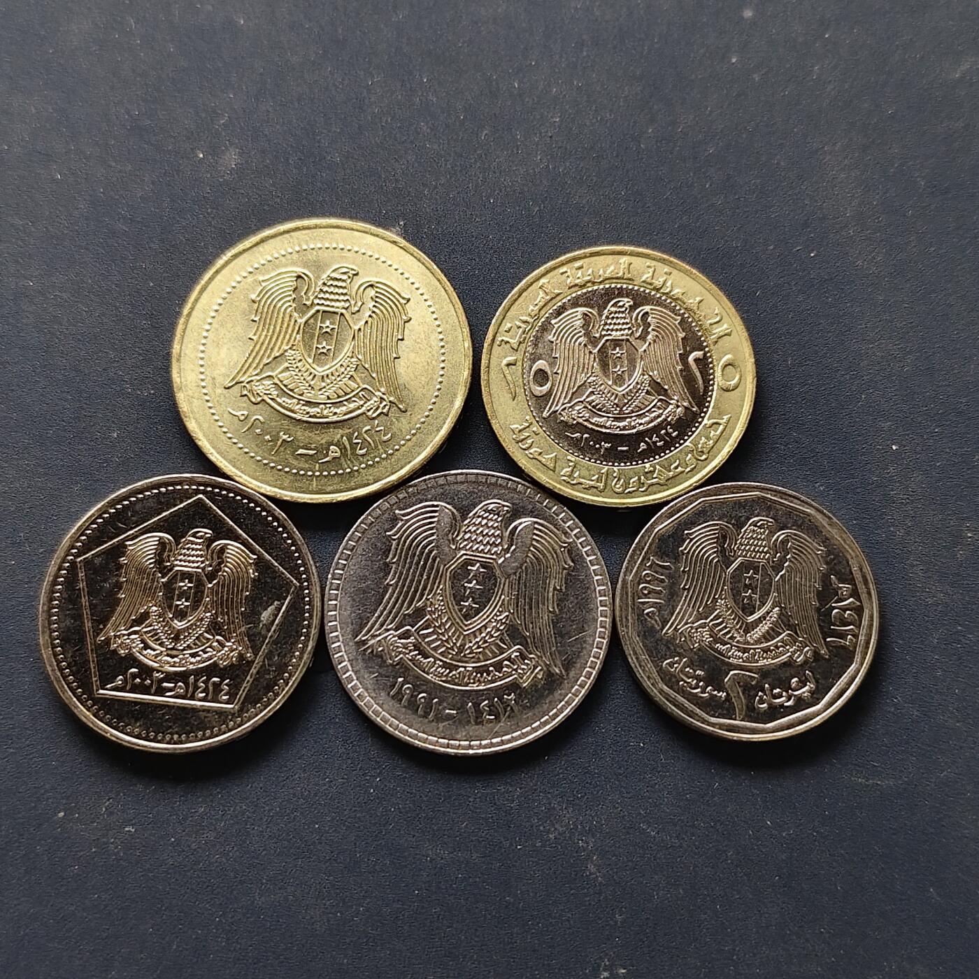 【全场包邮】纯粹捡漏拍508场 叙利亚1991-2003年建筑版5枚套币