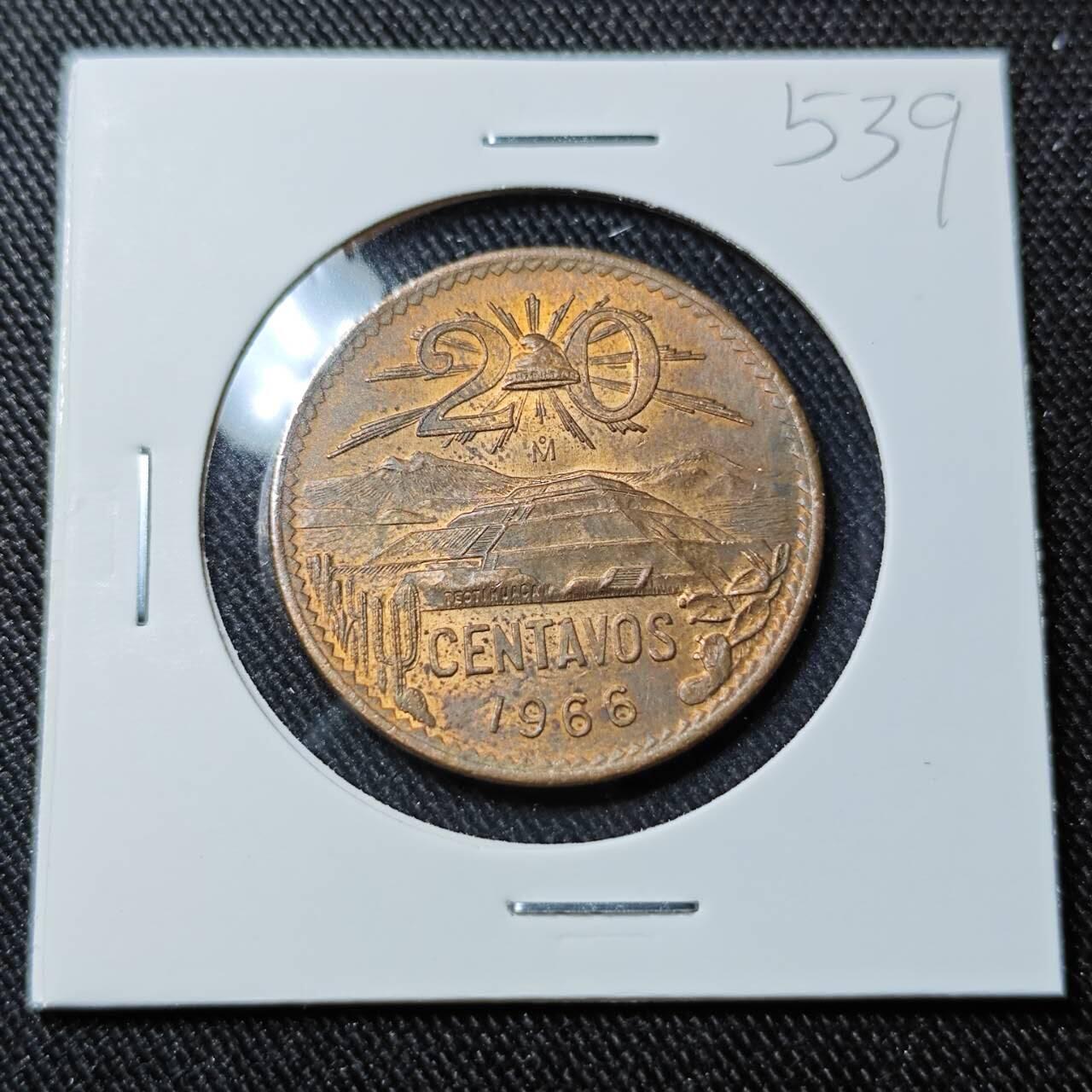 KK钱币收藏小铺   套币 批量/好品散币专场 2月预留时间 周末发货  1966墨西哥20分铜币