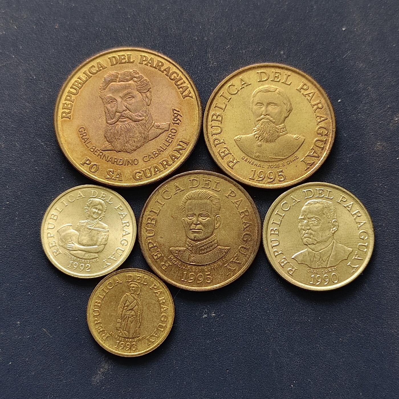 【全场包邮】纯粹捡漏拍508场 巴拉圭1990-1997年6枚套币