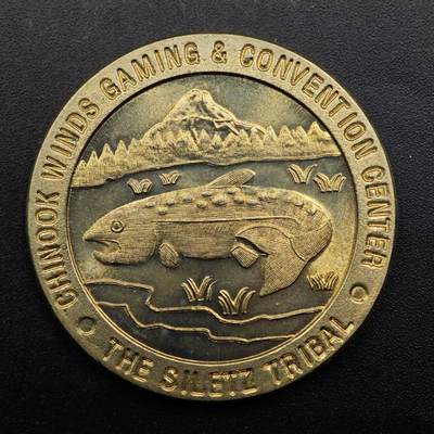 【淘币小摊】实时拍第八百七十六拍   散币场    每周一统一发货 - 美国俄勒冈州林肯城奇努克风游戏会堂1996年开业纪念一美元代币原光品