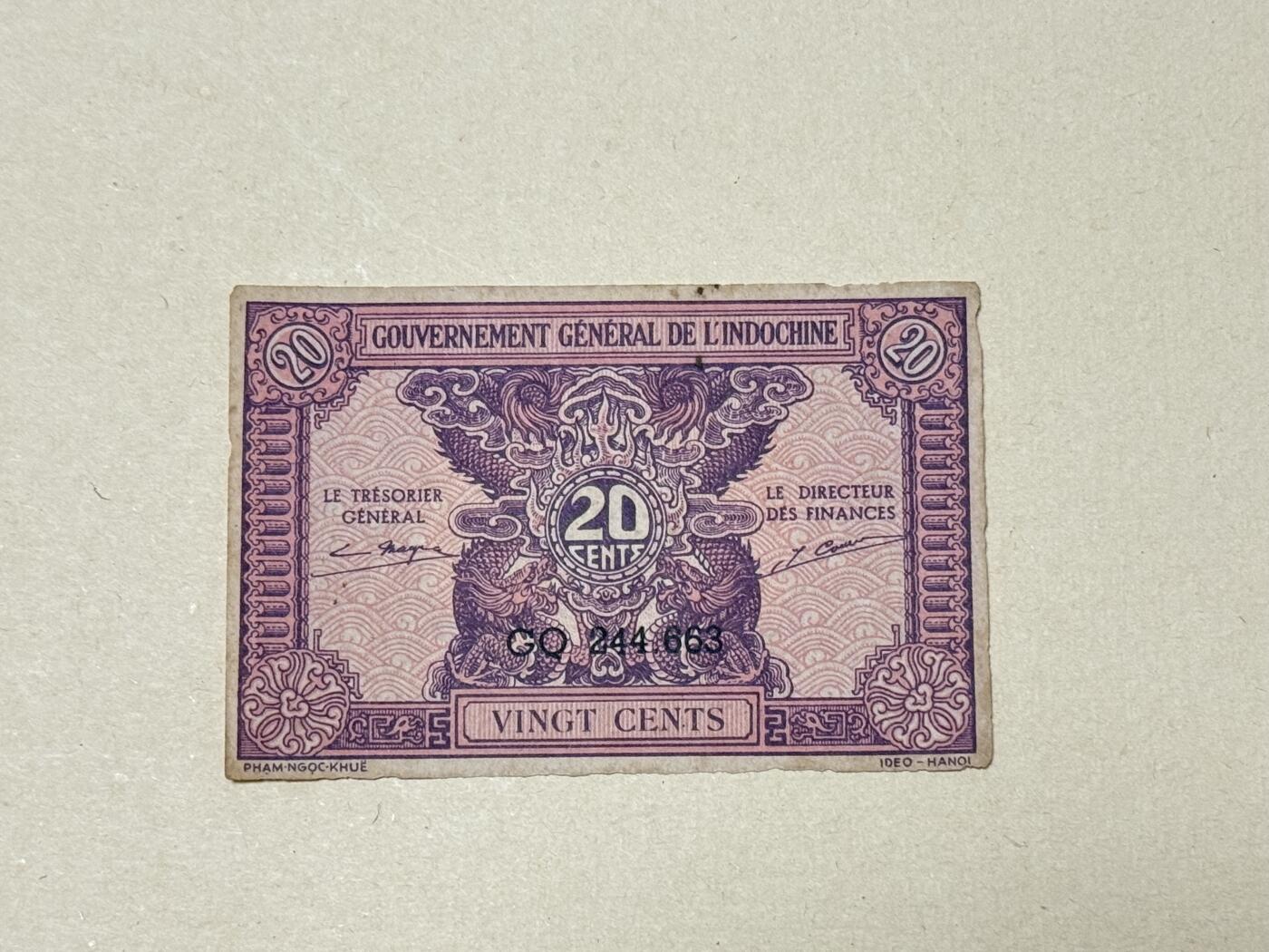 韵星假日钱币拍卖第2期 -- Rimey Holidays Coins & Banknotes Auction 2 法属印度支那1919东方汇理银行2毛 流通品