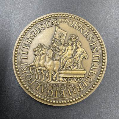 「木头集藏」章牌专场-第69场 - 法国国王亨利二世纪念铜章，直径：61 mm，97 g，边铭：丰饶角 BRONZE，正面拉丁语：亨利二世，最虔诚的基督教国王，背面：在意大利、日耳曼和高卢的功绩。