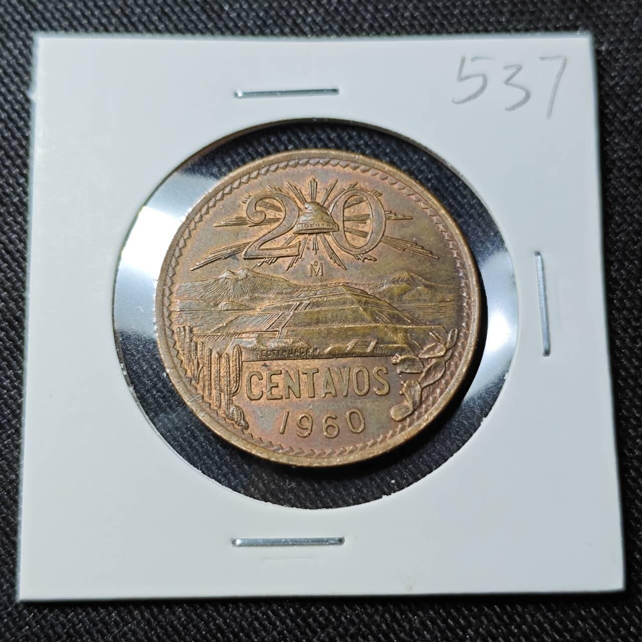 KK钱币收藏小铺   套币 批量/好品散币专场 2月预留时间 周末发货  1960墨西哥20分铜币