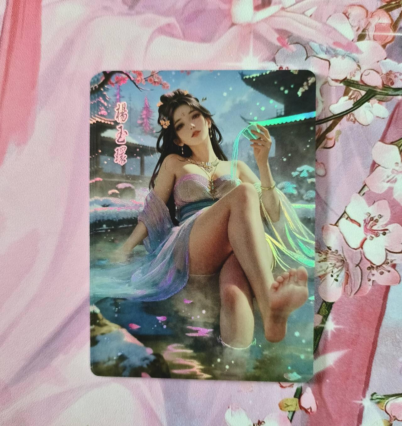 满赠PR！！龙虎卡牌-七七场（满200元包邮，无佣金，每周六结拍，欢迎送拍） 压纹彩闪3张 鸡腿佳人录 杨玉环 三渐变一套（第三张很艺术）