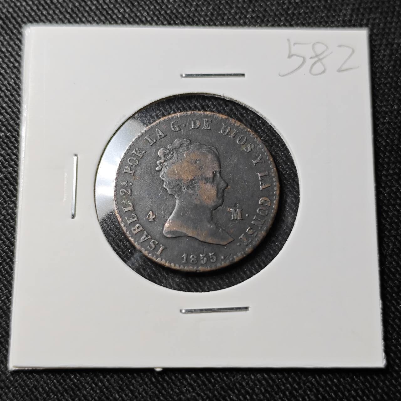 KK钱币收藏小铺   套币 批量/好品散币专场 2月预留时间 周末发货  1855西班牙4M铜币