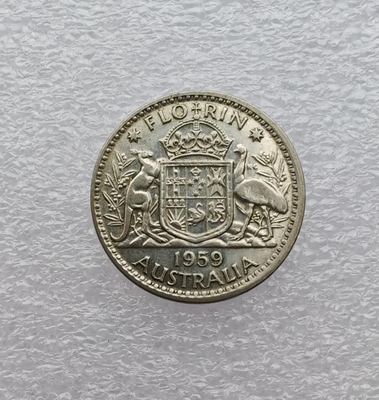 瓶子🏺第231期拍卖会  澳大利亚1959年弗洛林（Florin）银币  50%银