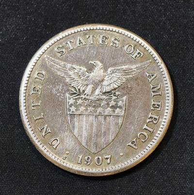 甄臻铺-世界币章拍卖（第53期），甄品场拍品征集中，送拍享返佣金等优惠多多 - 菲律宾1907 打铁女神 1比索 银币 19.97g，细节见图