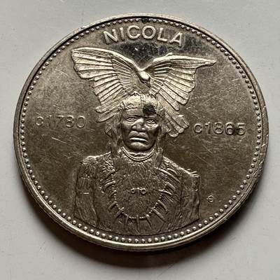 🌹外币初藏🌹🐯2026年第24场  每周二四六晚8️⃣点 接代拍 - 加拿大不列颠哥伦比亚1978年尼古拉酋长奥卡纳根元纪念币 贸易代用币