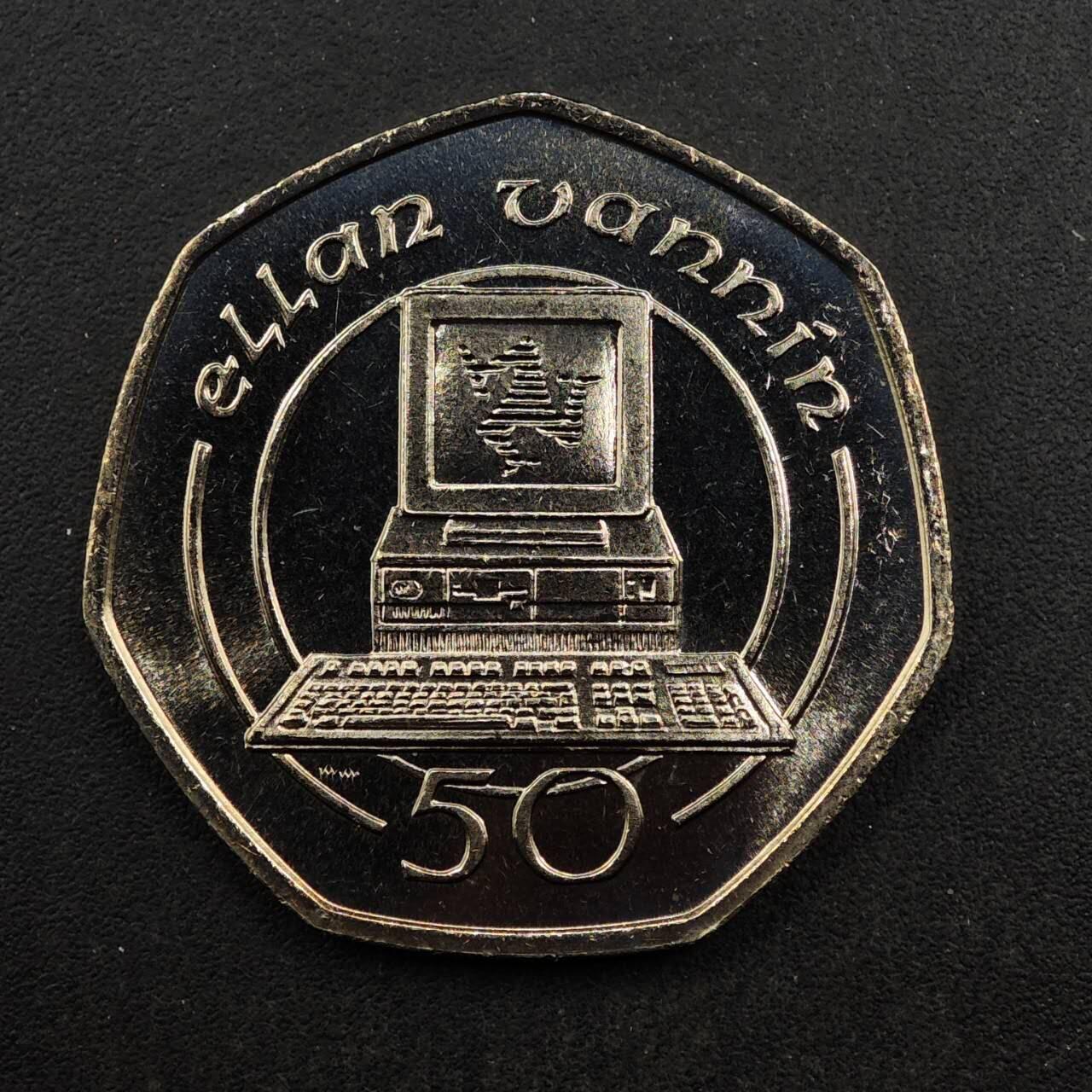 【淘币小摊】实时拍第八百七十六拍   散币场    每周一统一发货 马恩岛1988年电脑50便士镍币