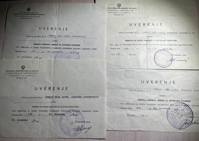 大猫徽章拍卖 第289期  南斯拉夫 人民军勋章 军事功勋勋章一组 原证书 大证书是一级军事功勋的 同一人获得