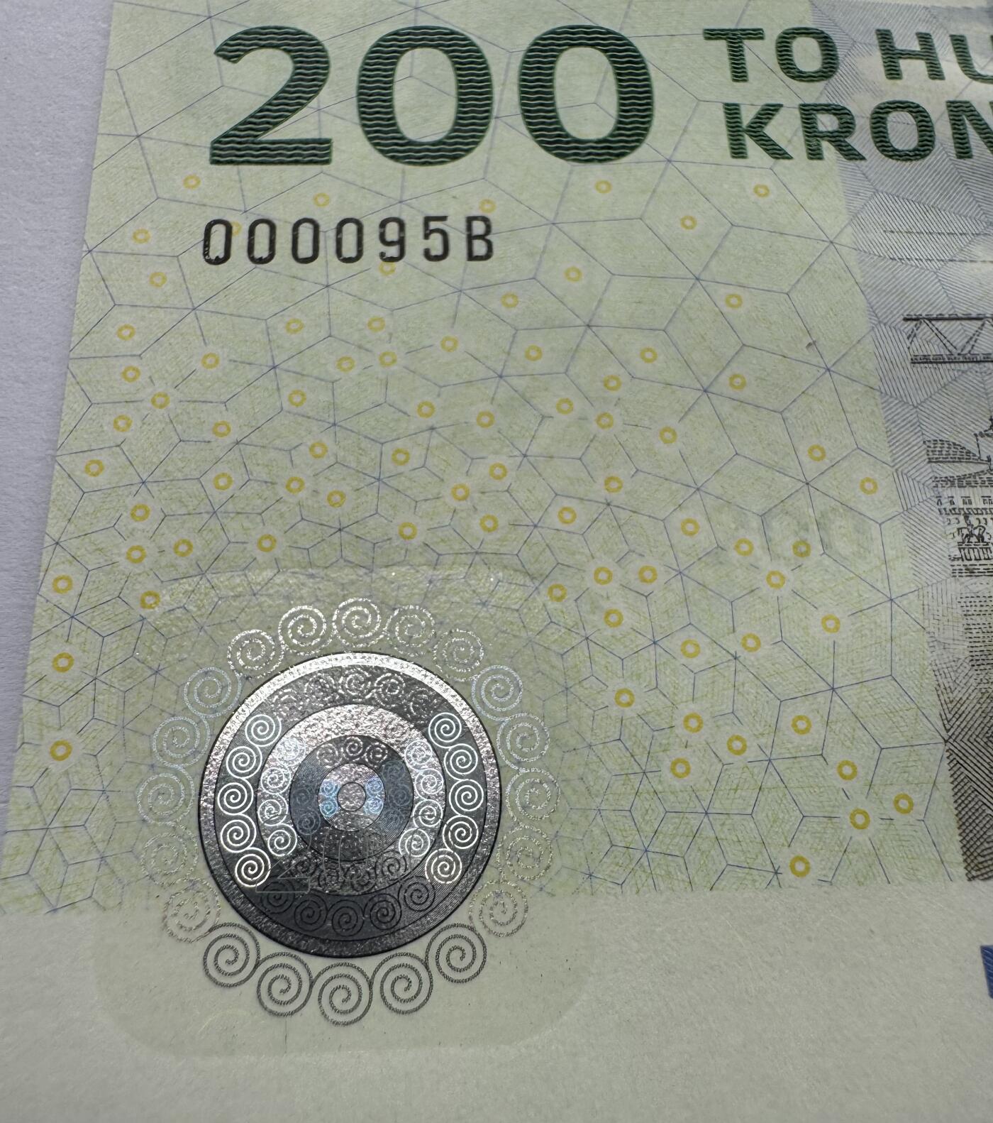 2026第4场（总第231期）：精品测试钞、外钞综合场  二进制A0101B/ 两位小号000095B 丹麦2015年版200克朗UNC