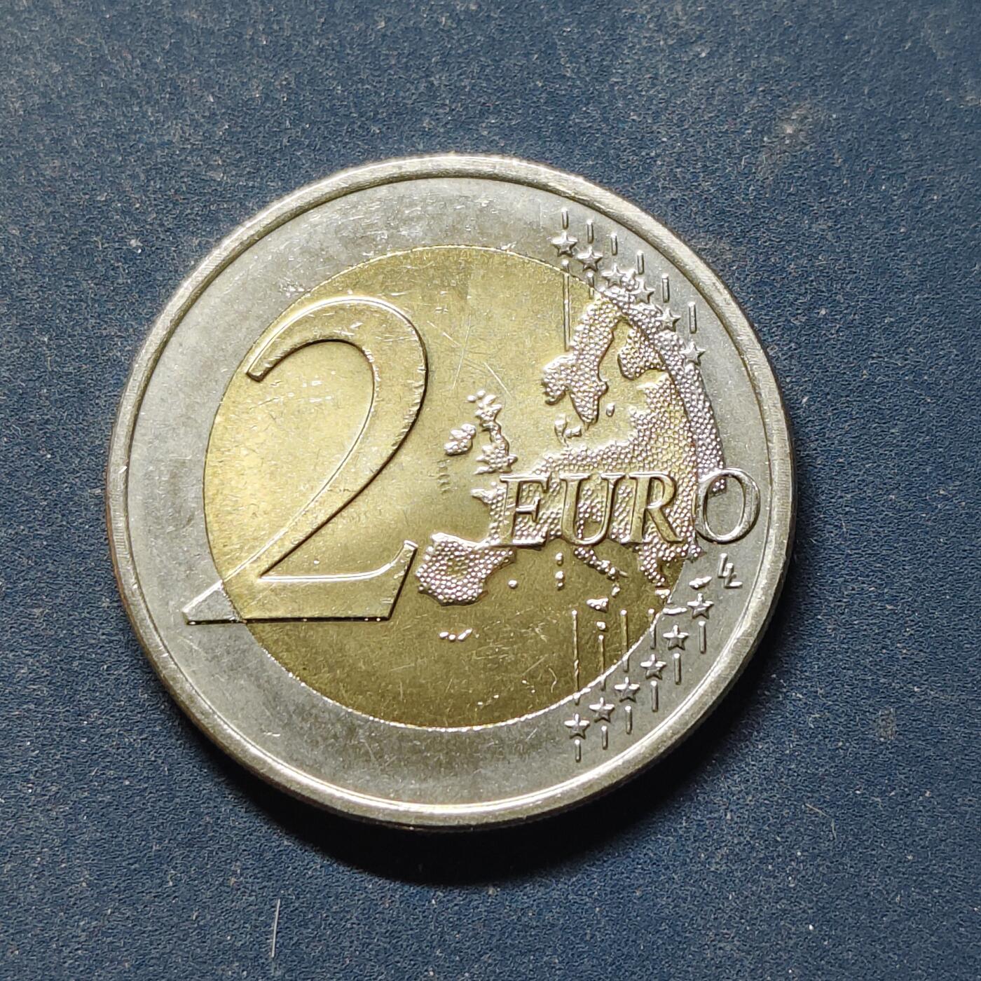 【全场包邮】纯粹捡漏拍508场 斯洛文尼亚2014年2欧元采列的芭芭拉成为神圣罗马帝国王后600周年双色纪念币