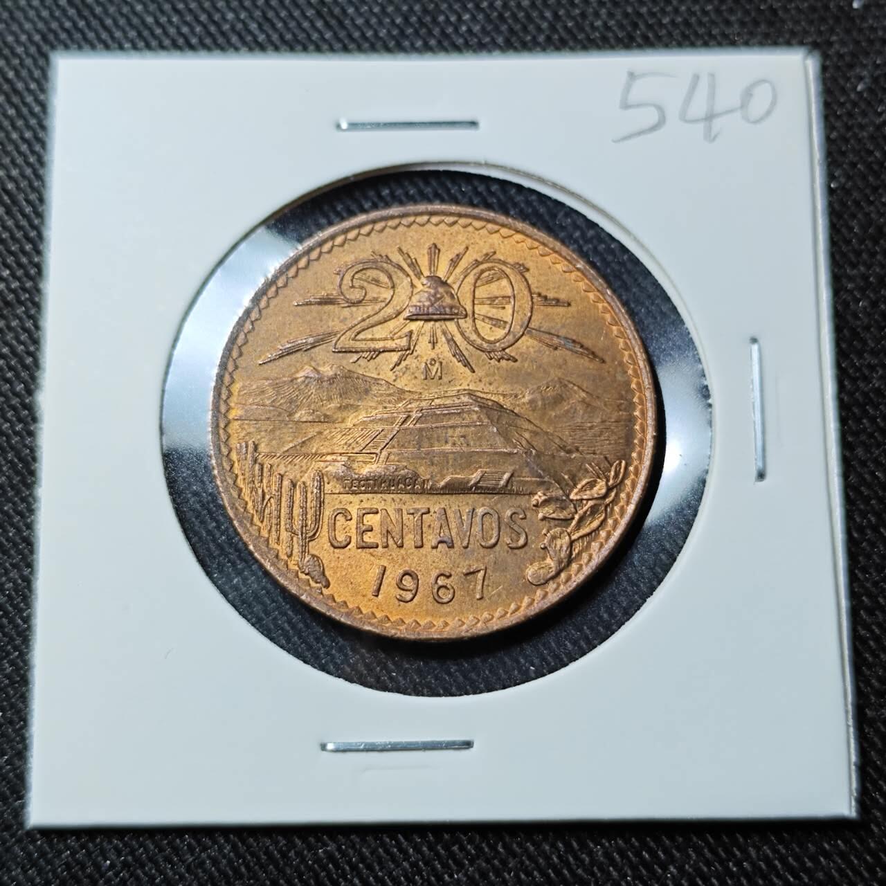 KK钱币收藏小铺   套币 批量/好品散币专场 2月预留时间 周末发货  1967墨西哥20分铜币