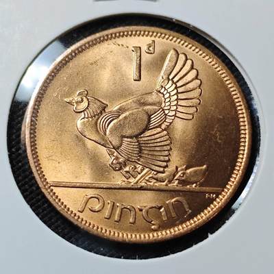 KK钱币收藏小铺   第401期 2月预留时间 周末发货 -  1968爱尔兰1便士母鸡铜币 好品