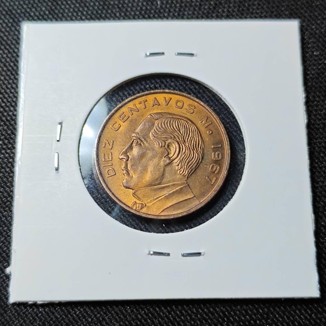 KK钱币收藏小铺   套币 批量/好品散币专场 2月预留时间 周末发货  1967墨西哥10分铜币 好品