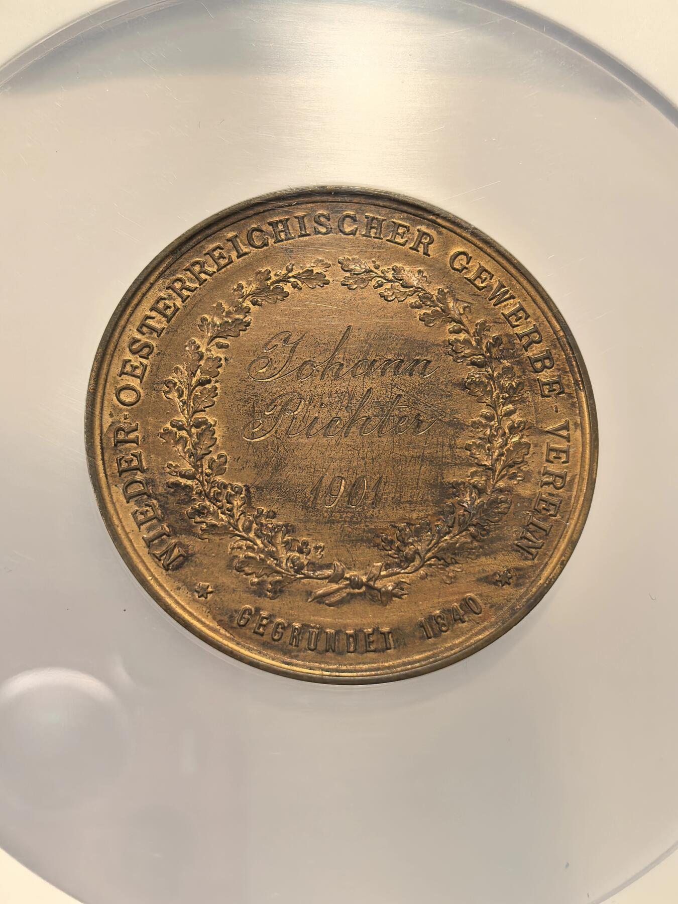 博洋堂世界钱币拍卖第163期（全场包邮） NGC UNC 德国1901年贸易协会纪念大铜章，1901年正值德国工业与商业蓬勃发展的“威廉时代”（Wilhelmine Era），各地贸易协会频繁举办展览、会议或庆典，以促进经济交流