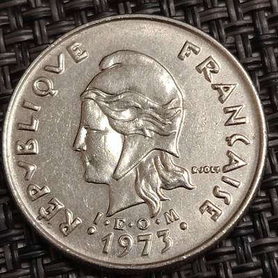 布加迪🐬～世界钱币(上海)🌾第 278 期 /  各国套币和散币 - 新喀里多尼亚 1973年 10法郎  24mm 帆船⛵️图案～L8