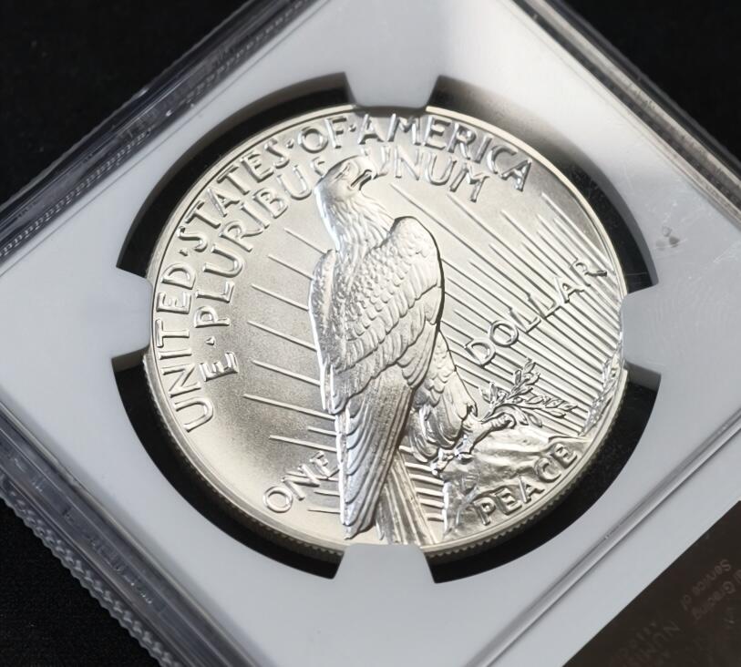 甄臻铺-世界币章拍卖（第53期），甄品场拍品征集中，送拍享返佣金等优惠多多 NGC-MS70 美国2023年和平银元 首发版 满分评级 投资收藏两相宜