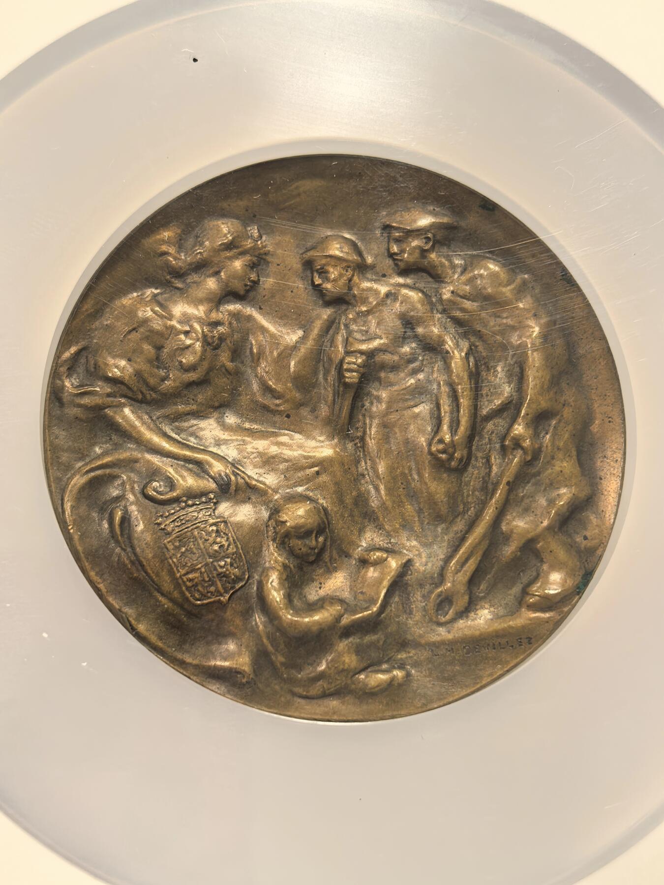 博洋堂世界钱币拍卖第163期（全场包邮） NGC MS63BN 比利时1905年埃诺省议会成立75周年纪念大铜章