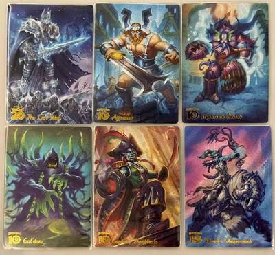 满赠PR！！龙虎卡牌-七七场（满200元包邮，无佣金，每周六结拍，欢迎送拍） - 粗闪6张 谭二盲包 暴雪嘉年华炉石系列第二弹 一套（巫妖王、阿格拉吗、禁锢恐魔、古尔丹、钩牙船长、泰兰德）