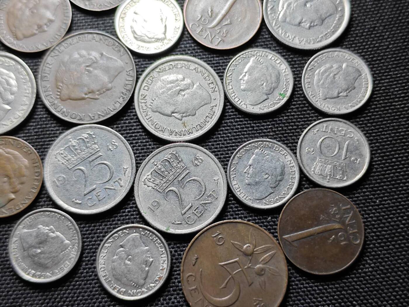 KK钱币收藏小铺   套币 批量/好品散币专场 2月预留时间 周末发货  荷兰威廉明娜女王头像散币一组21枚