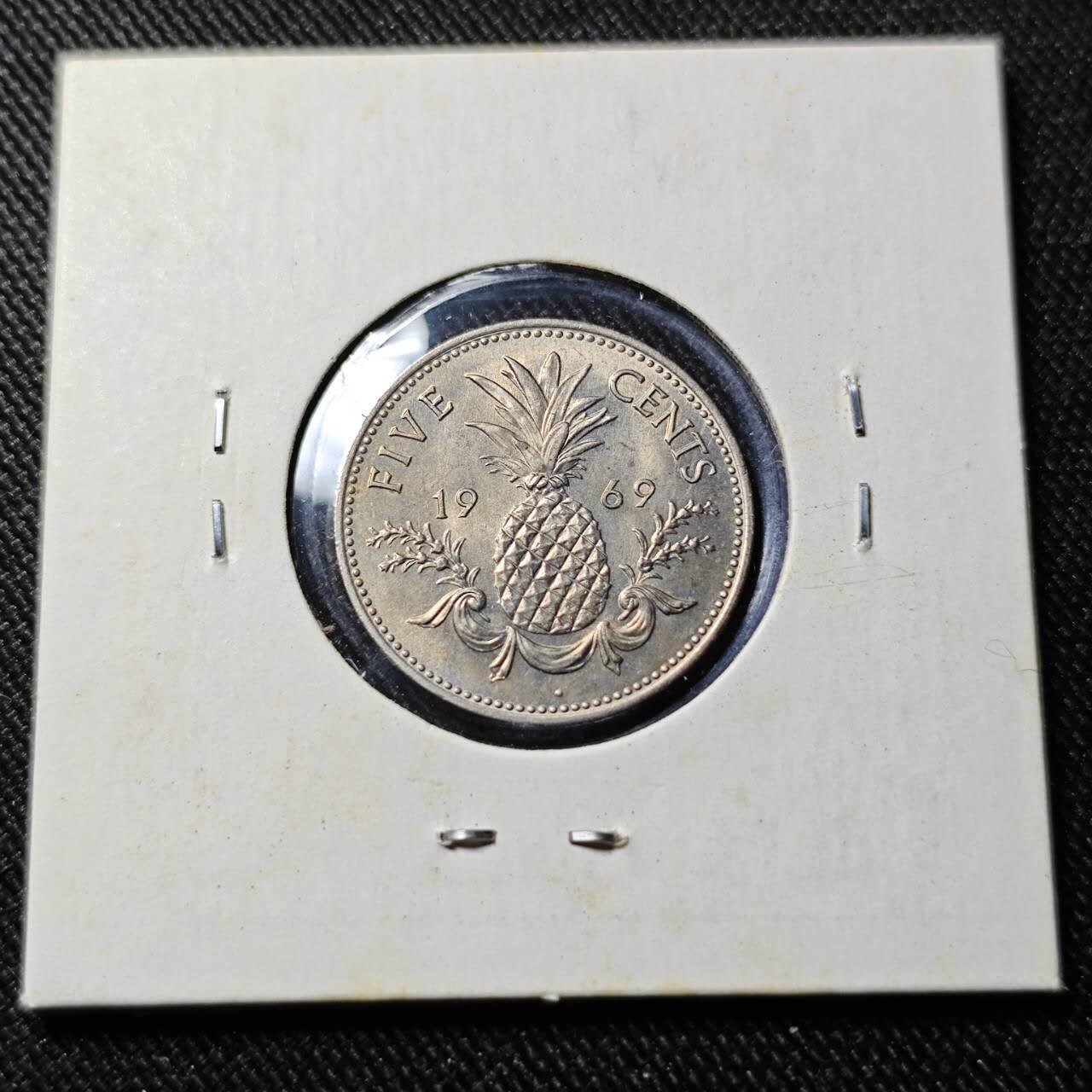 KK钱币收藏小铺   套币 批量/好品散币专场 2月预留时间 周末发货  1969巴哈马菠萝5分 好品