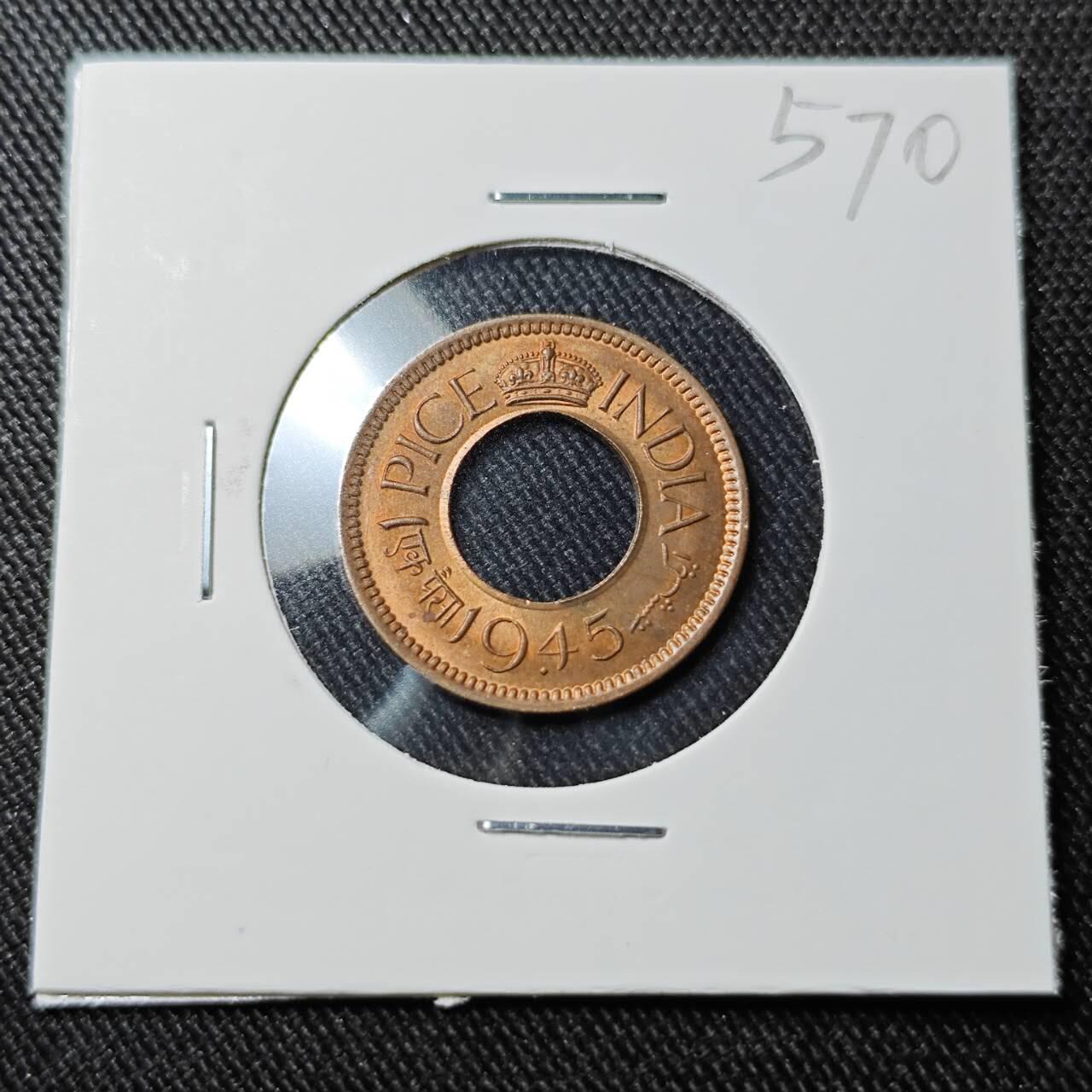 KK钱币收藏小铺   套币 批量/好品散币专场 2月预留时间 周末发货  1945印度1派沙铜币 好品