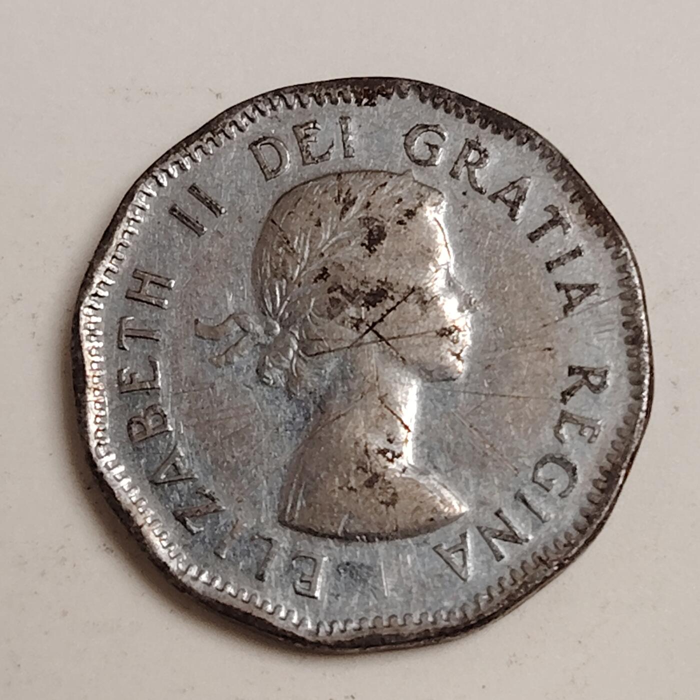 布加迪🐬～世界钱币(上海)🌾第 279 期 /  各国套币和散币 加拿大🇨🇦 1954年 5分