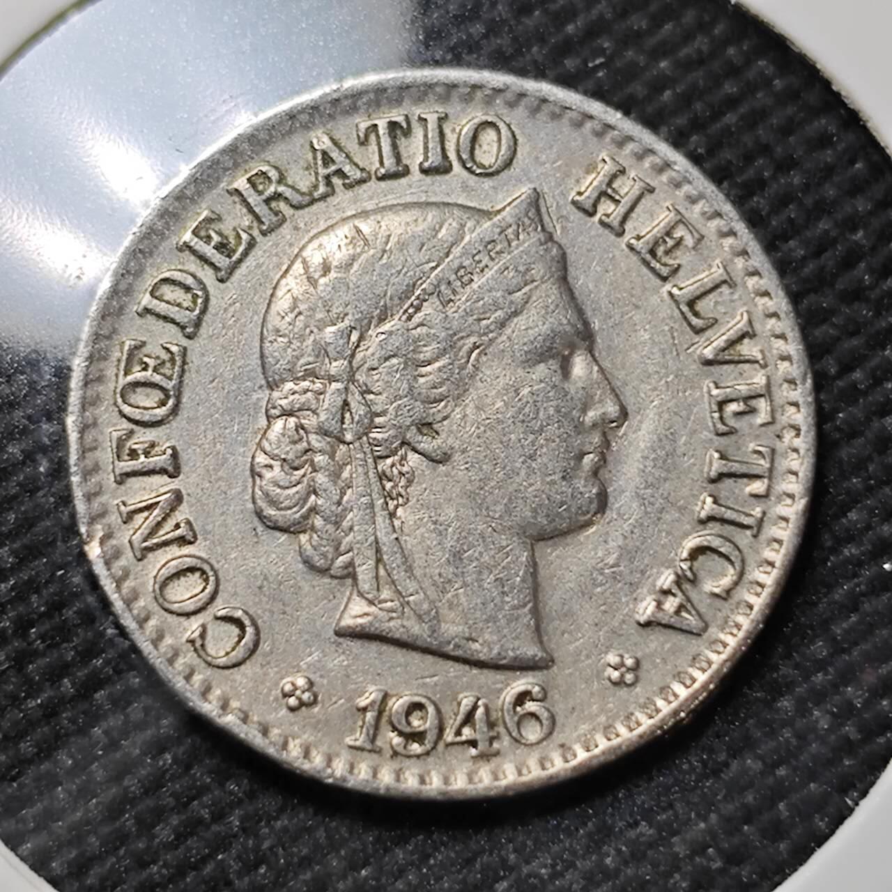 KK钱币收藏小铺   第401期 2月预留时间 周末发货  1946瑞士10分