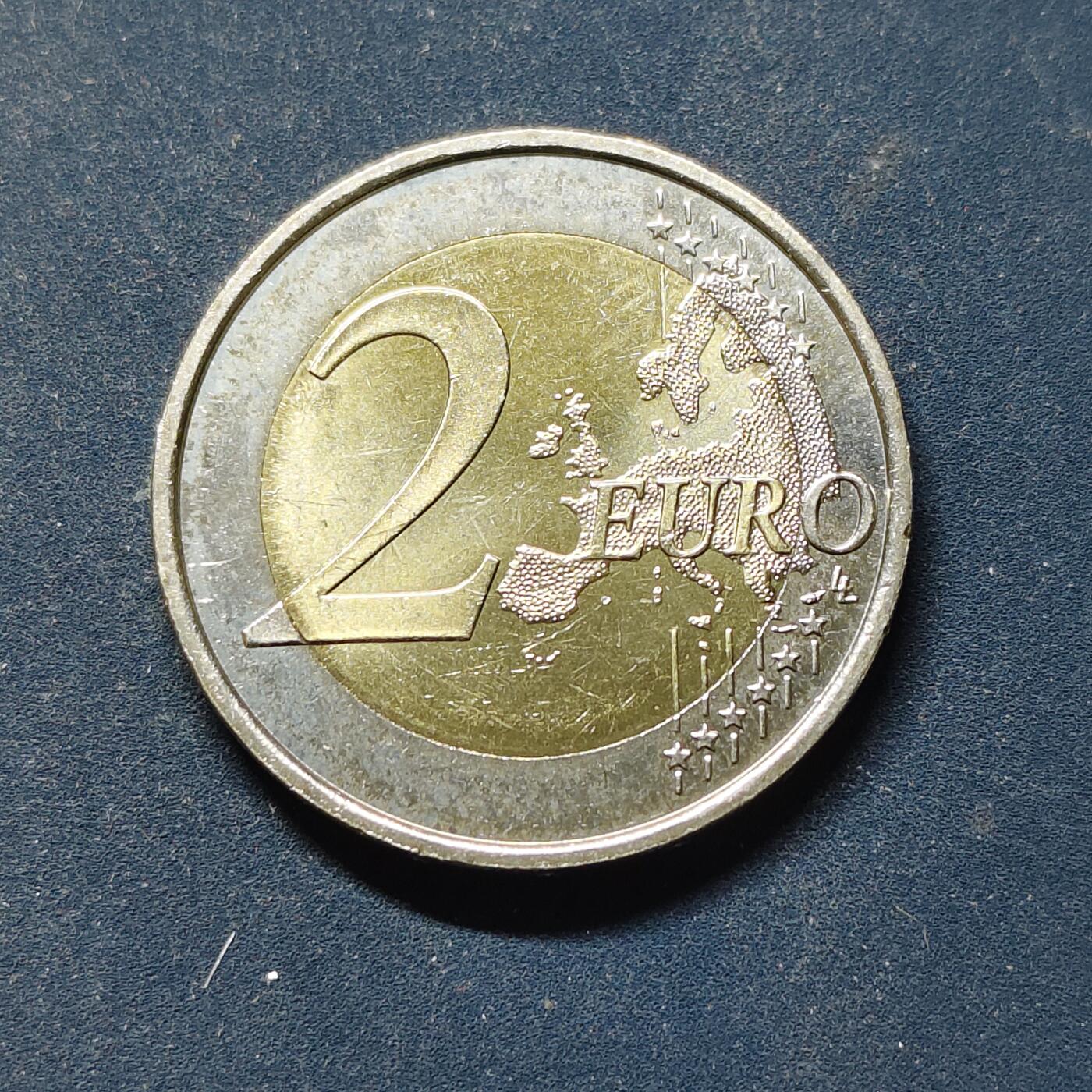 【全场包邮】纯粹捡漏拍508场 西班牙2014年2欧元费利佩六世继承王位双色纪念币