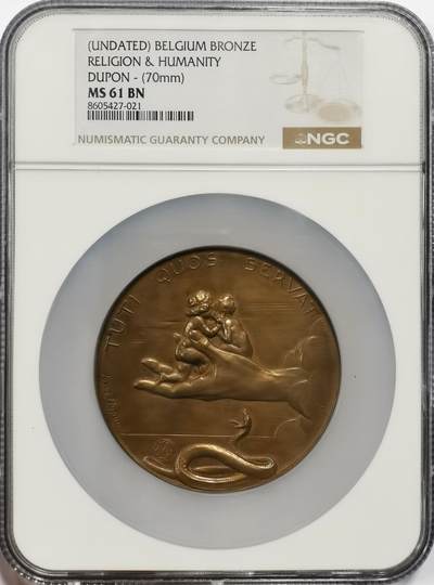 博洋堂世界钱币拍卖第163期（全场包邮） - NGC MS61BN 比利时宗教与人性纪念大铜章