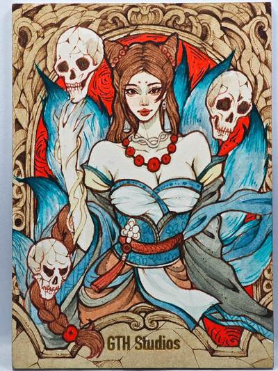 白泽拍卖卡牌手绘专场第33期（去岁千般皆如愿 今年万事定称心） - 2025 GTH手绘卡 骷髅  元丰亲签 卡夹封装