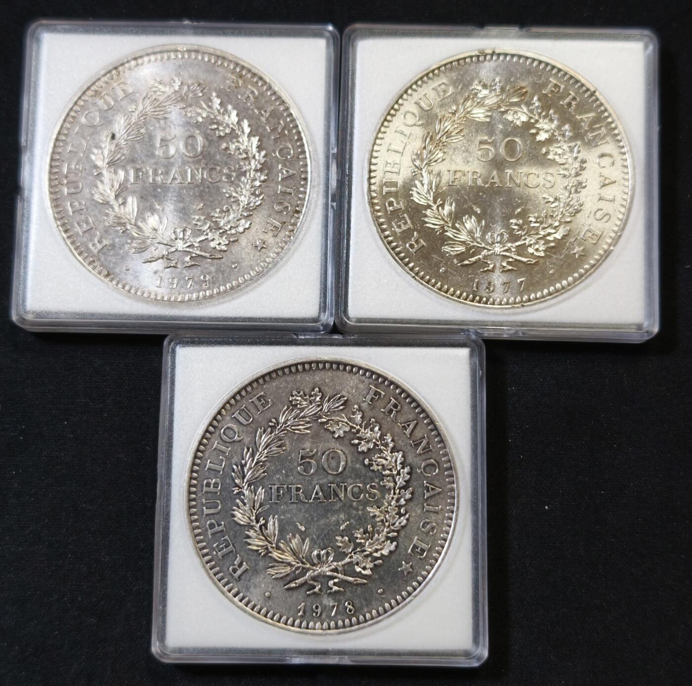 甄臻铺-世界币章拍卖（第53期），甄品场拍品征集中，送拍享返佣金等优惠多多 50法郎3枚，30克裸币