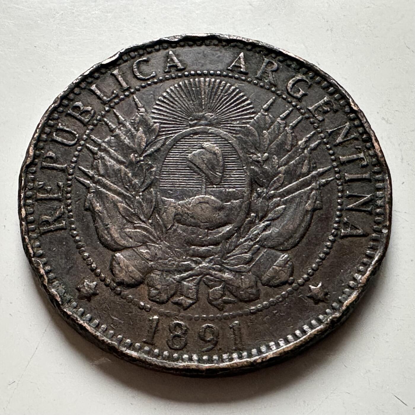 🌹外币初藏🌹🐯2026年第24场  每周二四六晚8️⃣点 接代拍 阿根廷1891年2分大铜币