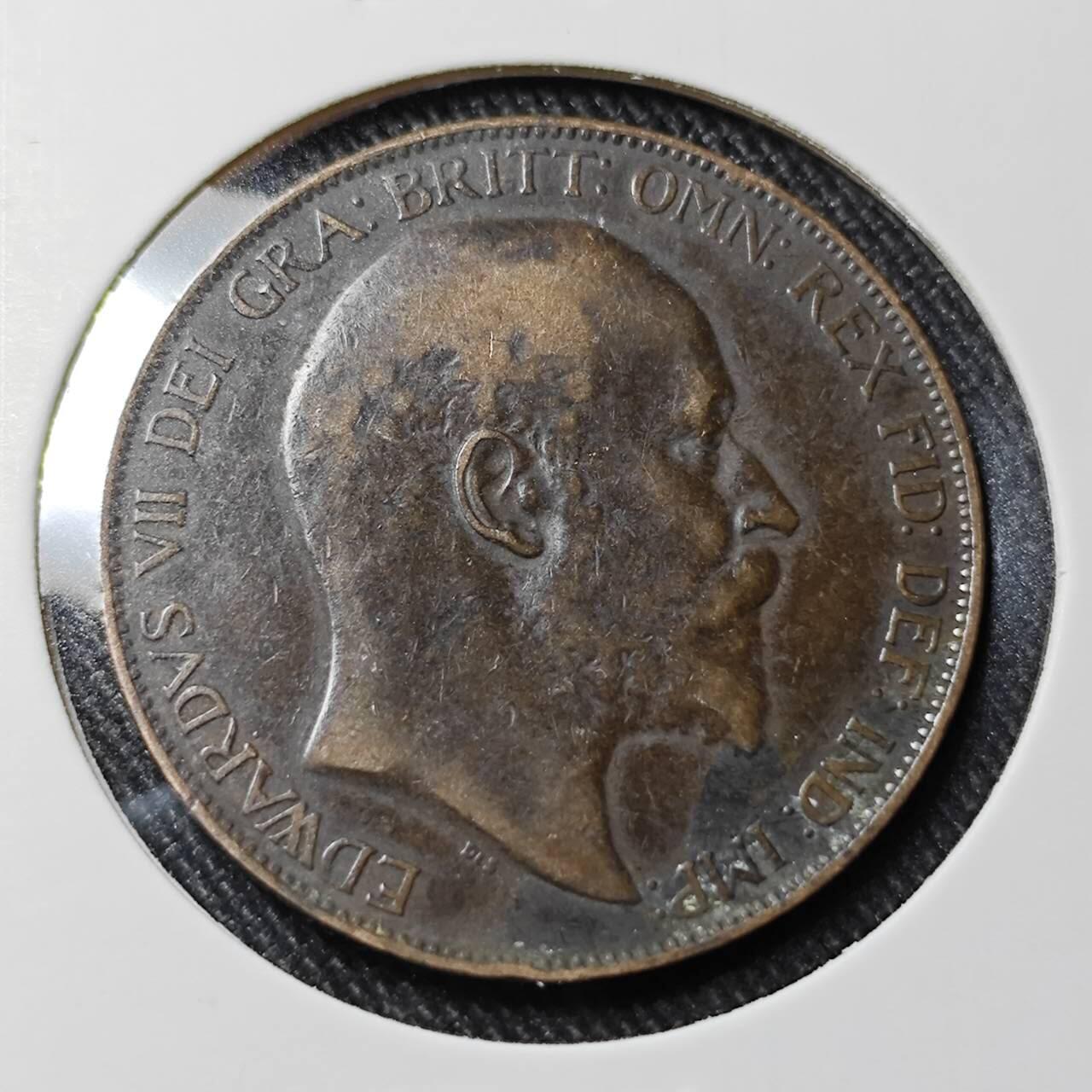 KK钱币收藏小铺   套币 批量/好品散币专场 2月预留时间 周末发货  1907英国爱七1便士铜币