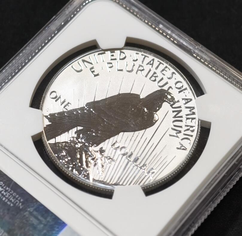 甄臻铺-世界币章拍卖（第53期），甄品场拍品征集中，送拍享返佣金等优惠多多 NGC-MS70 美国2023年反精制和平银元 首发版 带设计师签名标签 收藏首选