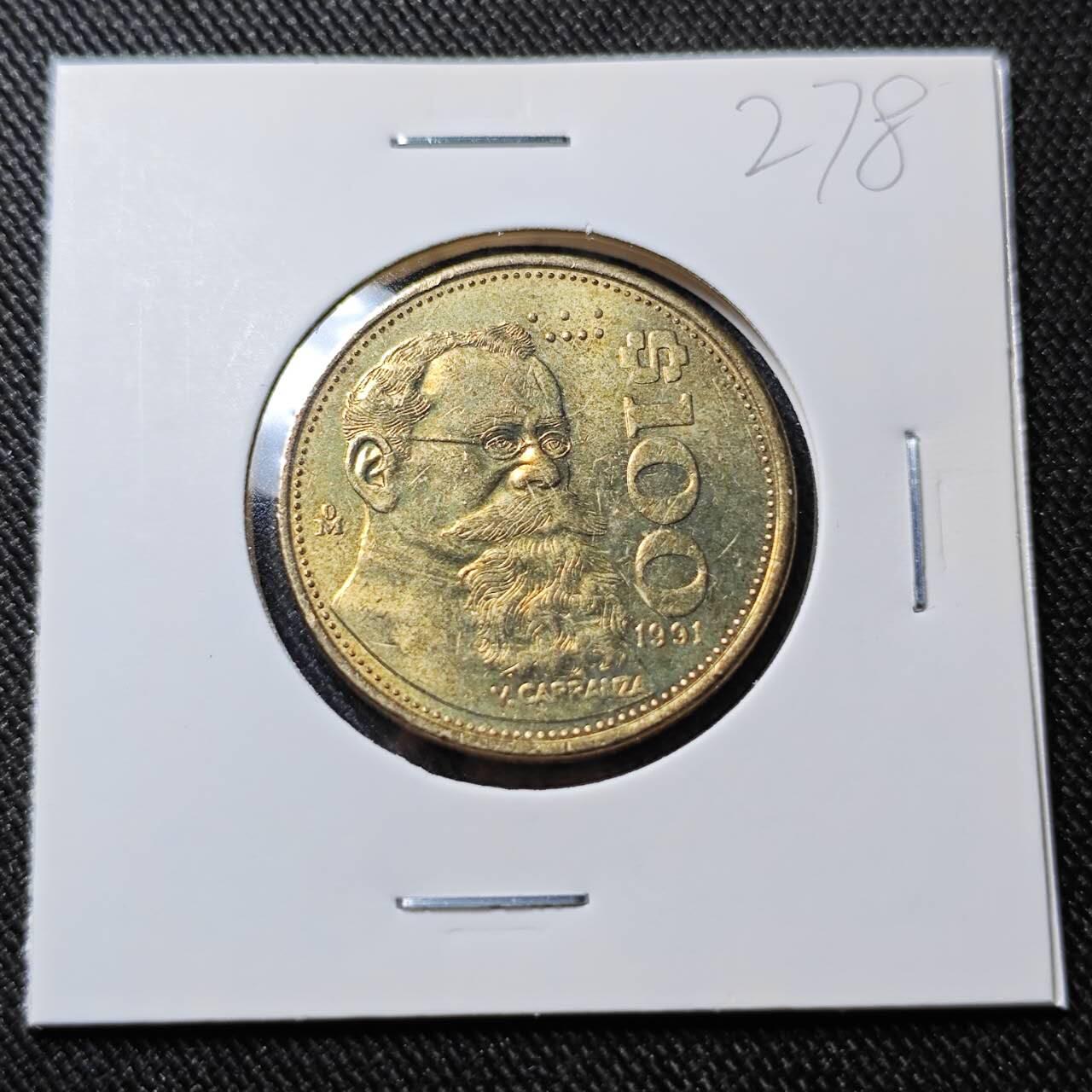 KK钱币收藏小铺   套币 批量/好品散币专场 2月预留时间 周末发货  1991墨西哥100比索 好品铜币