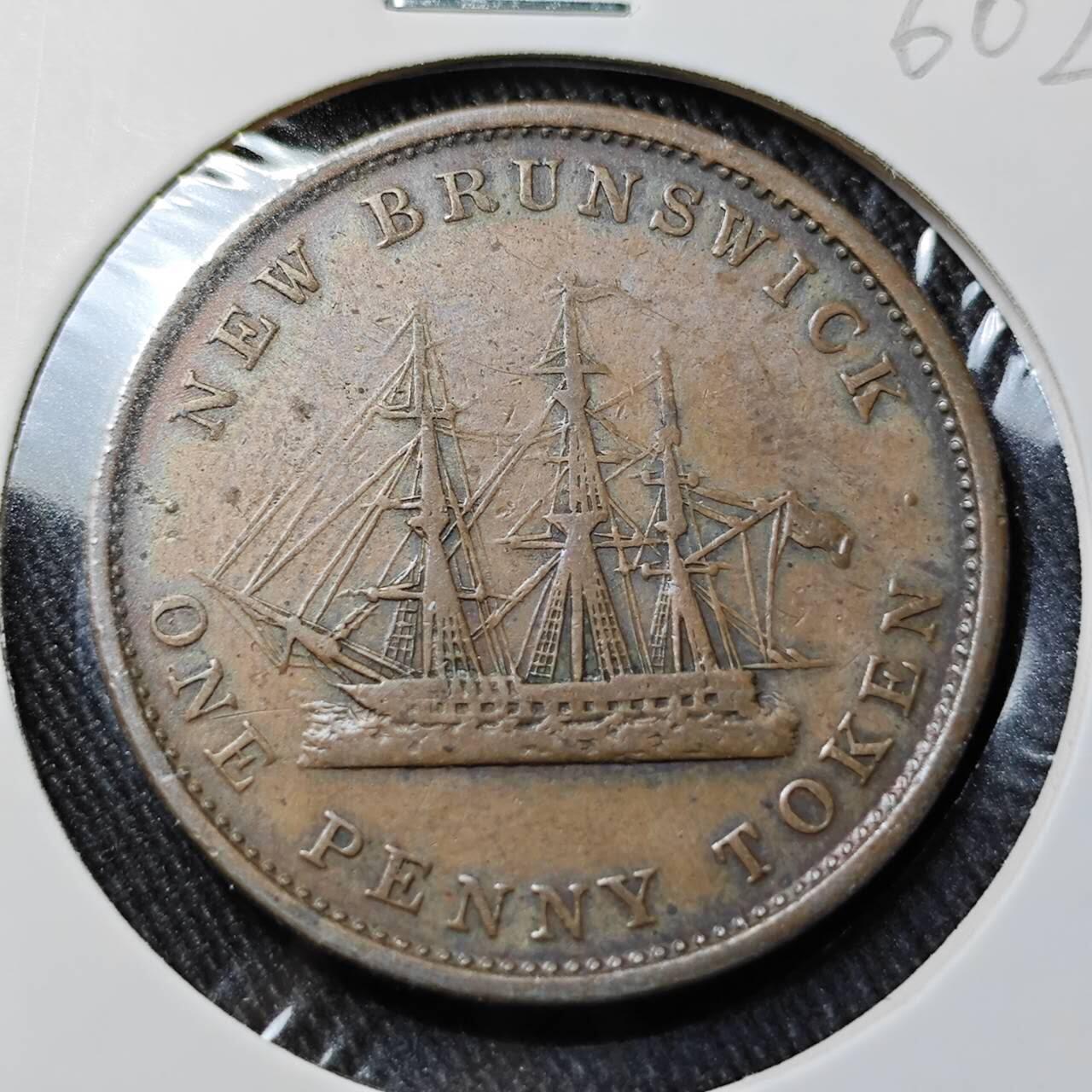 KK钱币收藏小铺   套币 批量/好品散币专场 2月预留时间 周末发货 1843英属加拿大新不伦瑞克省1便士铜币