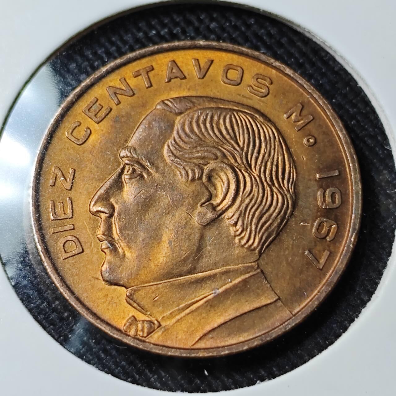 KK钱币收藏小铺   套币 批量/好品散币专场 2月预留时间 周末发货  1967墨西哥10分铜币 好品