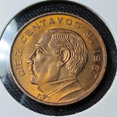 KK钱币收藏小铺   套币 批量/好品散币专场 2月预留时间 周末发货 -  1967墨西哥10分铜币 好品