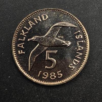 【淘币小摊】实时拍第八百七十六拍   散币场    每周一统一发货 - 福克兰群岛1985年海鸥5便士镍币