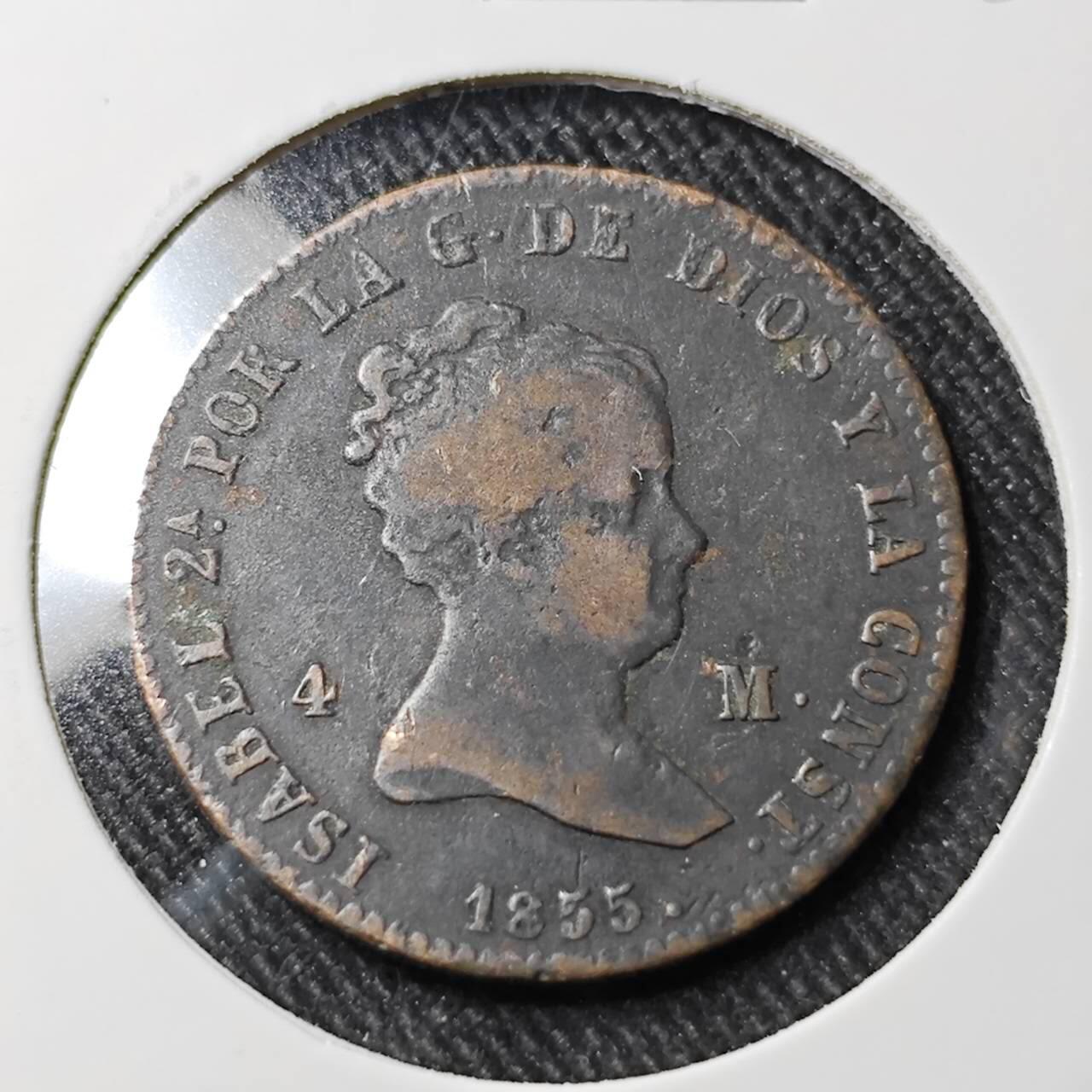 KK钱币收藏小铺   套币 批量/好品散币专场 2月预留时间 周末发货  1855西班牙4M铜币