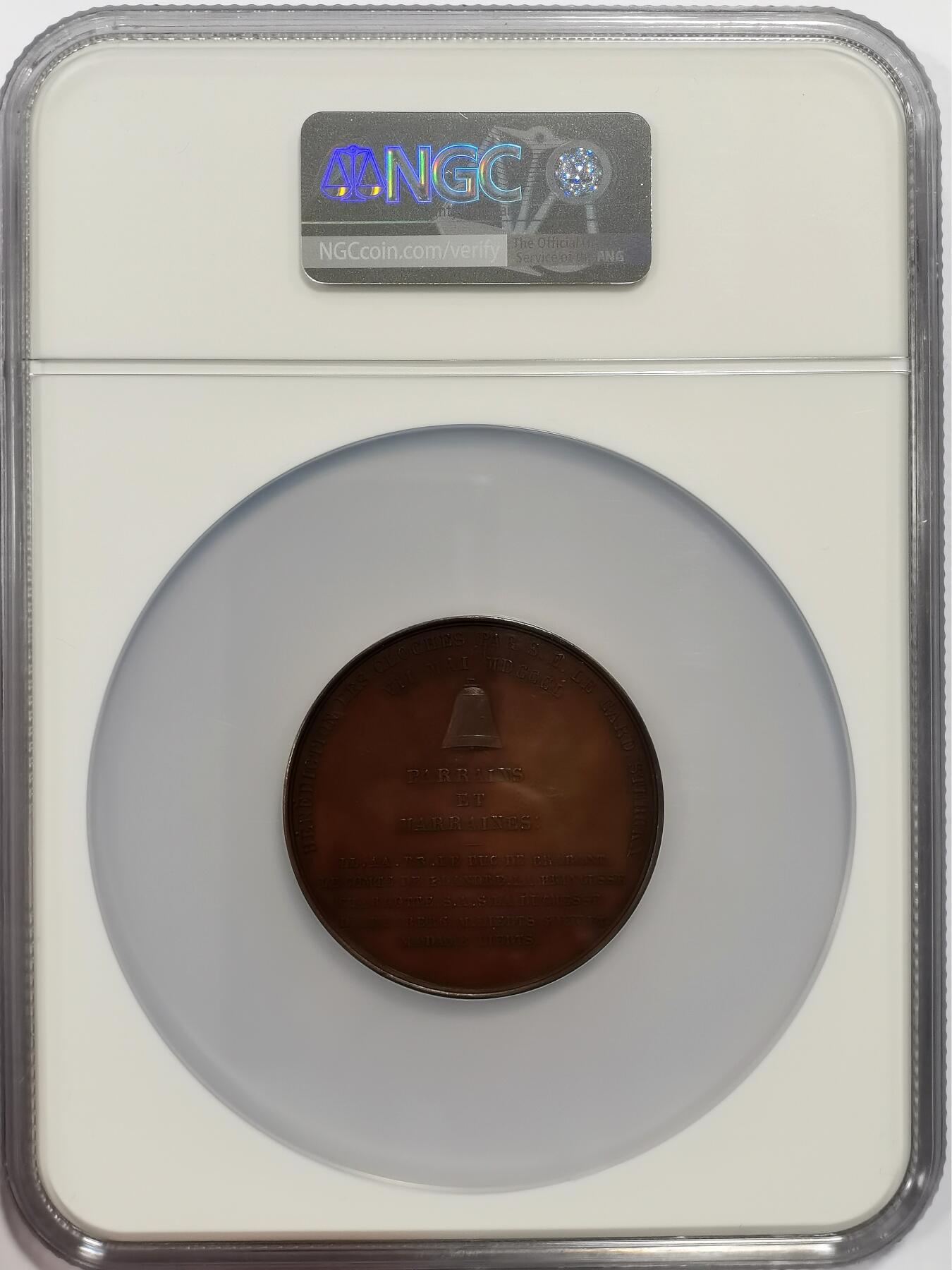 博洋堂世界钱币拍卖第163期（全场包邮） NGC MS61BN 比利时1850年圣尼古拉斯教堂钟声祝福仪式纪念大铜章