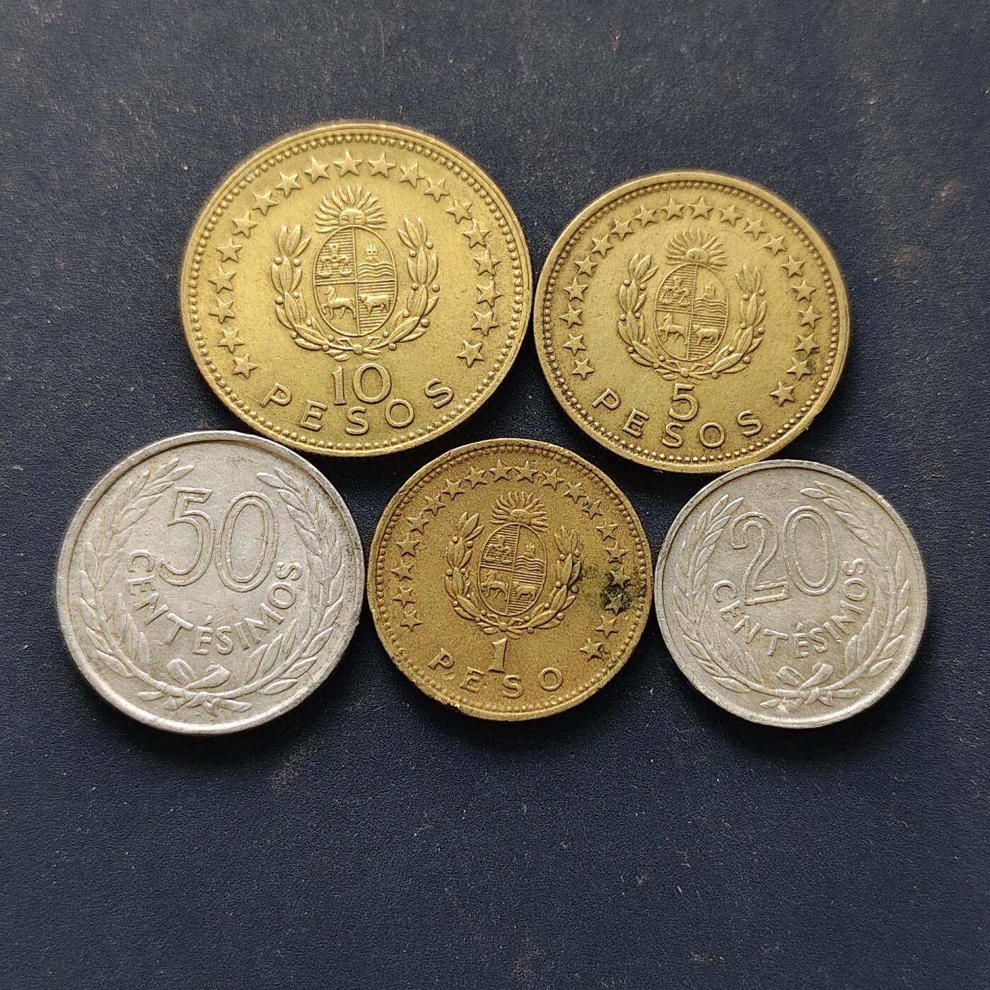 【全场包邮】纯粹捡漏拍508场 乌拉圭1965年清年份5枚套币