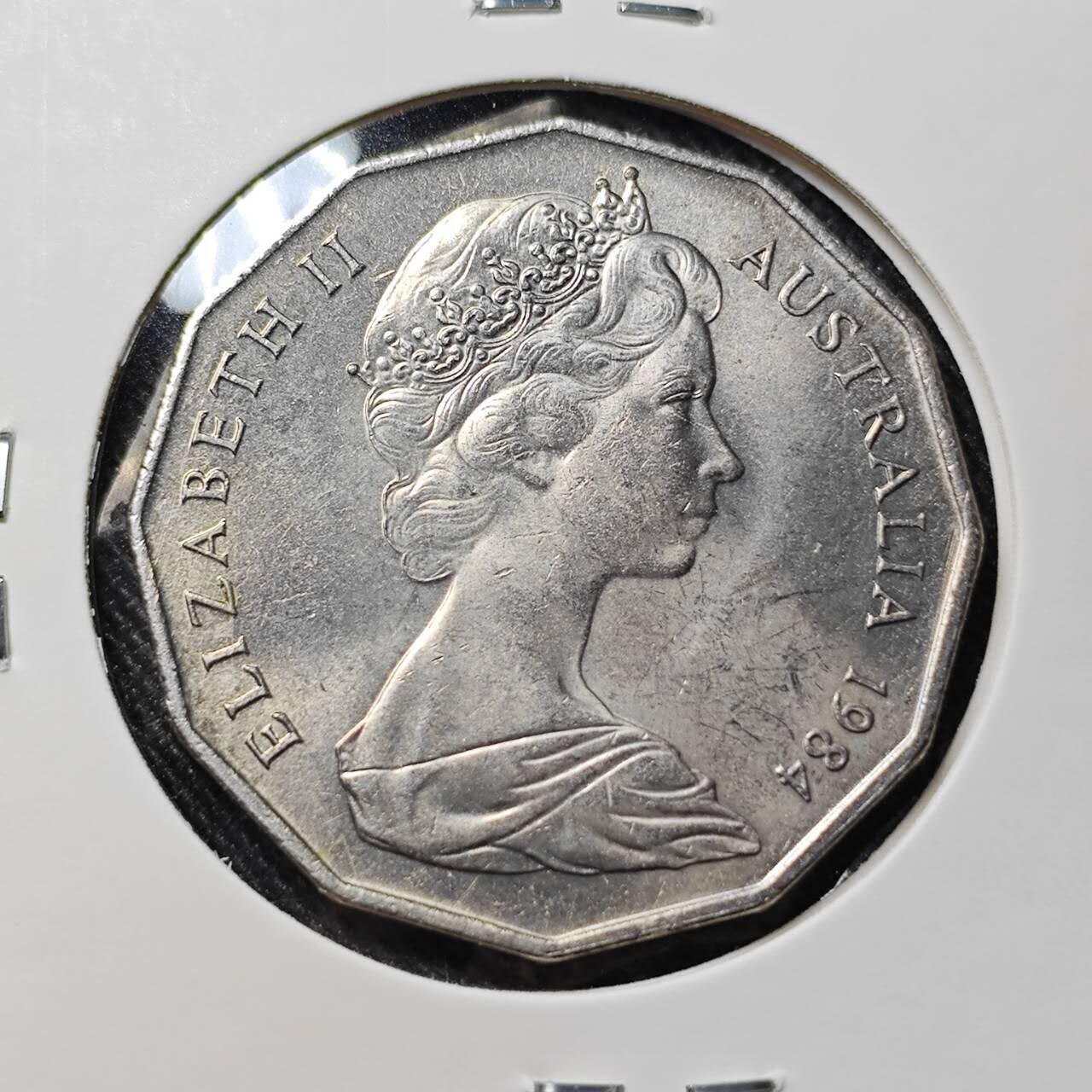 KK钱币收藏小铺   套币 批量/好品散币专场 2月预留时间 周末发货  1984澳大利亚50便士 好品