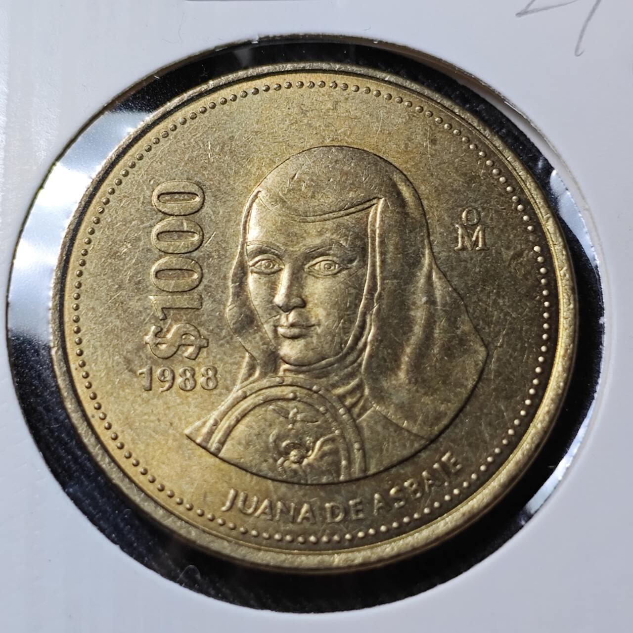 KK钱币收藏小铺   套币 批量/好品散币专场 2月预留时间 周末发货  1988墨西哥1000比索大币 铜币 好品