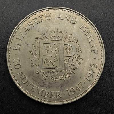 【淘币小摊】实时拍第八百七十六拍   散币场    每周一统一发货 - 英国1972年女王银婚克朗纪念币
