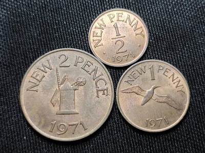 KK钱币收藏小铺   套币 批量/好品散币专场 2月预留时间 周末发货 -  1971根西一组铜币