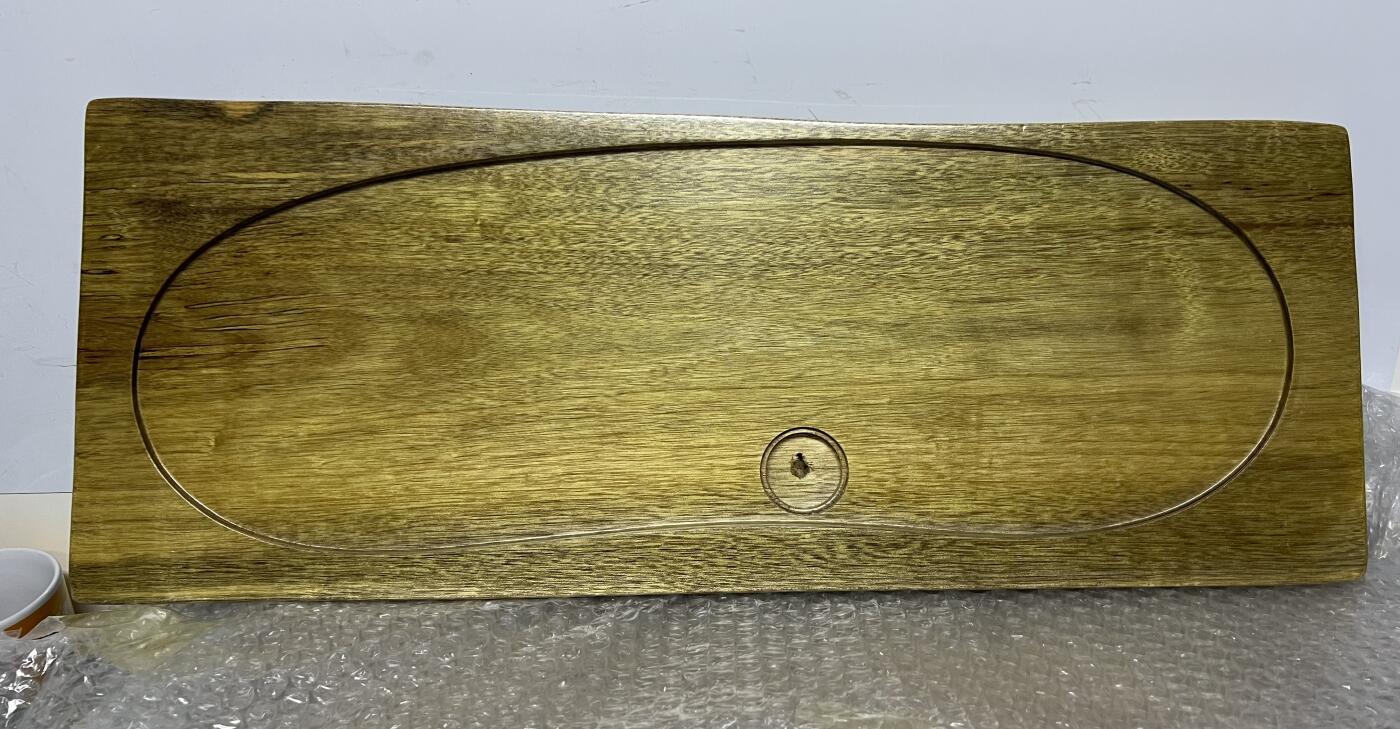 零元拍：金丝楠茶盘 金光闪闪。尺寸约：59.5/23.5/3.3CM。